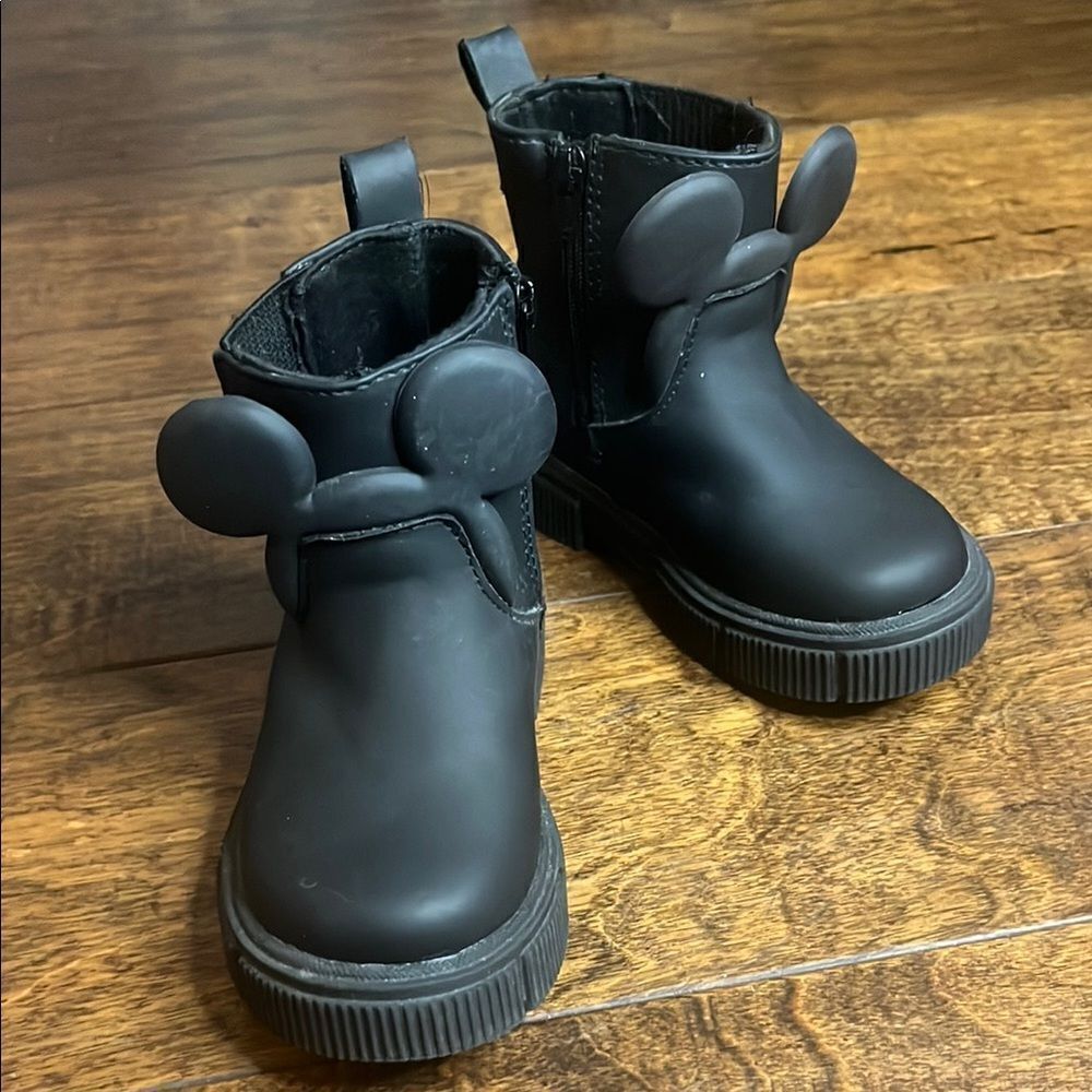 ZARA Black MICKEY MOUSE DISNEY ANKLE Zip Up Chelsea BOOTS, size 21 EU/5.5 US